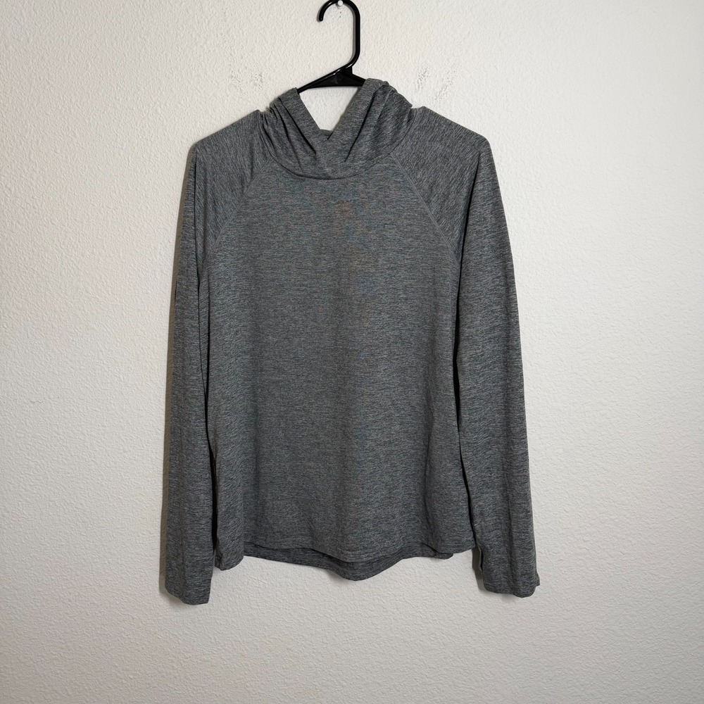 Skechers GO DRI Swift Hoodie Womens Large Heather Gray Thumbholes Quick Drying